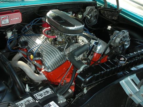 1998 Ford Crown Victoria - Close-up of a V8 engine bay, chrome components and an MSD ignition system.