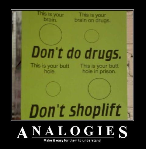 2006 Ford E350 - A meme comparing drug use and shoplifting to analogies about brains and butt holes.