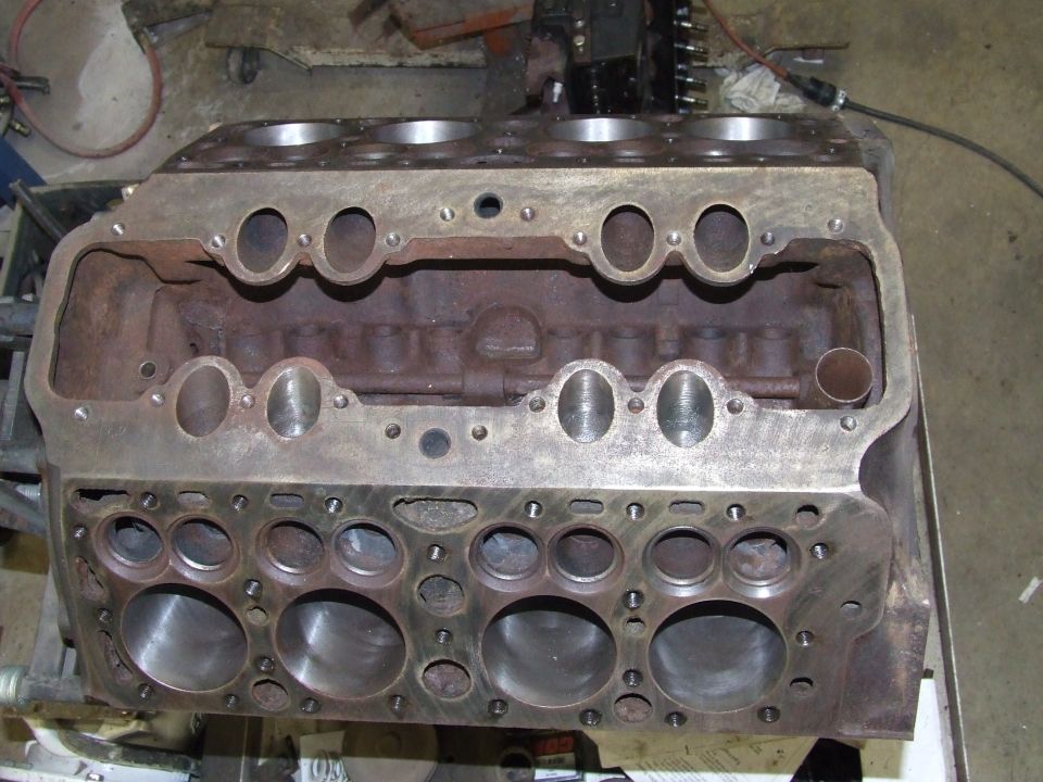 engine block with cylinder bores visible