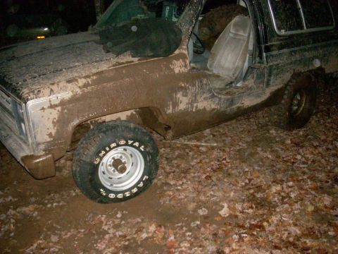 1988 Chevrolet Blazer - This SUV is heavily covered in mud, suggesting it has been driven off-road.