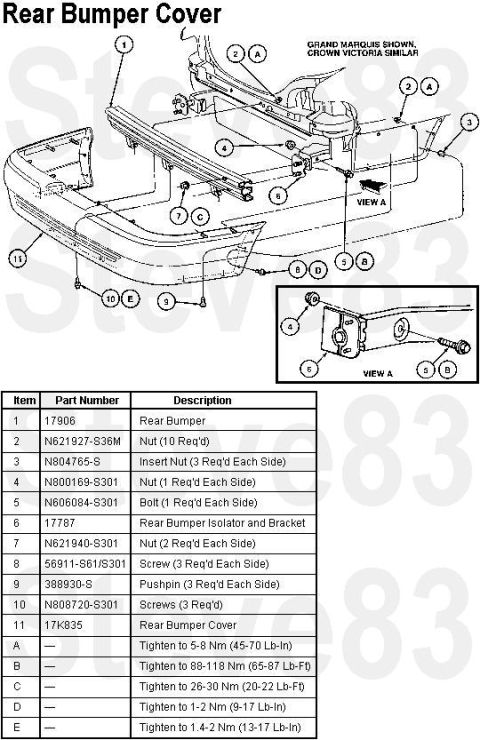 1994 Ford Crown Victoria - Rear Bumper Cover