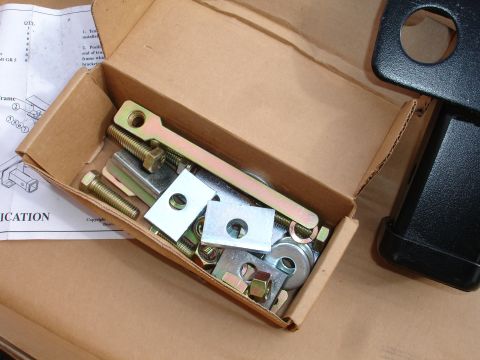 1992 Ford F-350 - Trailer hitch hardware kit with installation manual shown in a cardboard box.