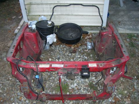 1988 Ford Bronco - This is the front subframe of a vehicle, likely being prepped for restoration or repair.