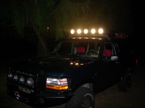 1993 Ford Bronco - This 1993 Ford Bronco is equipped with a light bar on the roof and auxiliary lights on the front bumper.