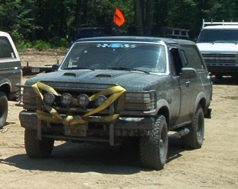 1993 Ford Bronco - This modified Ford Bronco is equipped with a brush guard and extra lighting for off-road use.