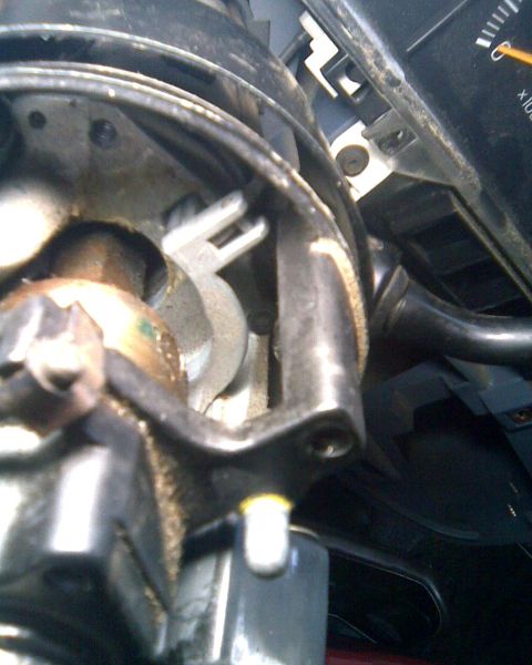 1989 Ford Bronco - This photo shows the internal workings of a vehicle's steering column, not a specific model year.