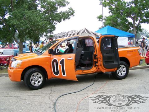 1991 Ford Crown Victoria - This orange pickup truck is decorated to resemble the General Lee from The Dukes of Hazzard.