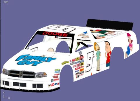 2004 Jeep Wrangler - This is a 3D rendering of a race truck 'Family Guy' characters and branding.