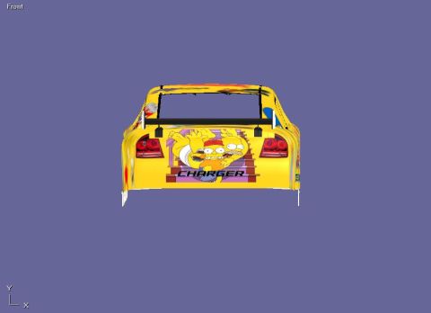 2004 Jeep Wrangler - Car rear with Simpsons characters and 'CHARGER' text. Album claims 2004 Jeep Wrangler.