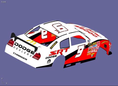 2004 Jeep Wrangler - This is a 3/4 front view of a Dodge Charger NASCAR race car body, prominent "DODGE DEALERS CHARGER" and "SRT" graphics.