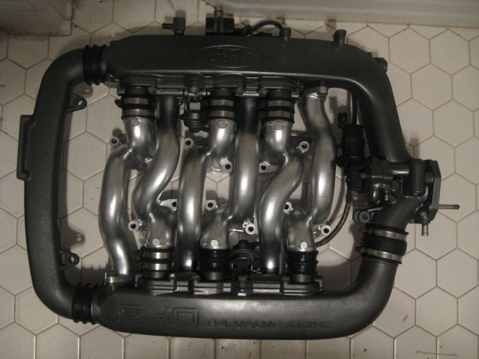 Ford SHO 3.0L V6 24-valve intake manifold with silver runners and black housing
