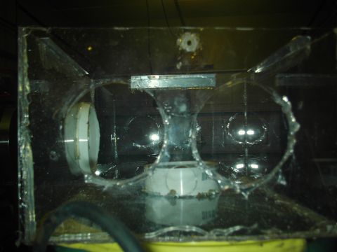 1989 Ford Bronco - Custom clear plastic air intake housing with internal components and a black hose attached.