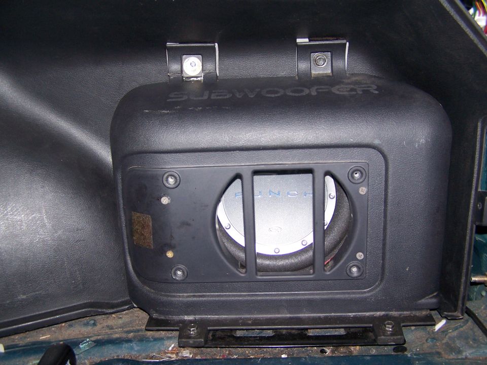 Subwoofer mounted in car interior