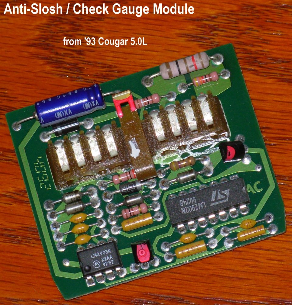Green circuit board anti-slosh check gauge module with LM2903 chips