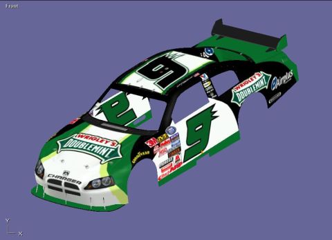 2004 Jeep Wrangler - Rendered green Wrigley's Doublemint number 9 NASCAR Charger paint scheme, not a technical document.
