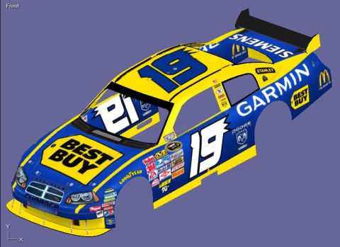 2004 Jeep Wrangler - This is a digital rendering of a Dodge Charger NASCAR body, sponsor decals from Best Buy and Garmin.