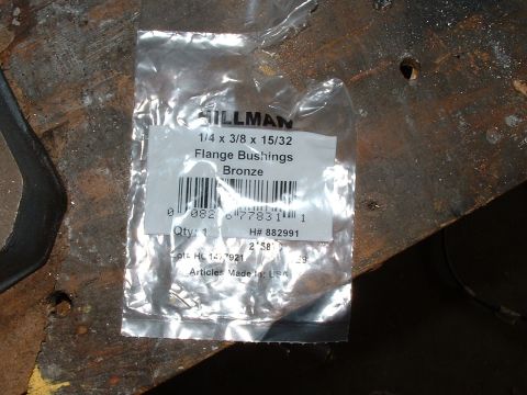 1978 Ford Ranchero - A package of bronze flange bushings from Hillman is shown. The product is labeled with dimensions and part numbers.
