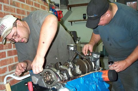 1978 Ford Bronco - Oil pan Gasket being set into place.