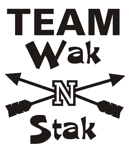 Black text and graphics on white background: TEAM Wak N Stak with crossed arrows