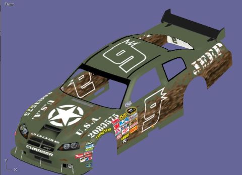 2004 Jeep Wrangler - This Dodge Charger NASCAR features a military-inspired paint scheme with a star emblem and the number 9 prominently displayed.