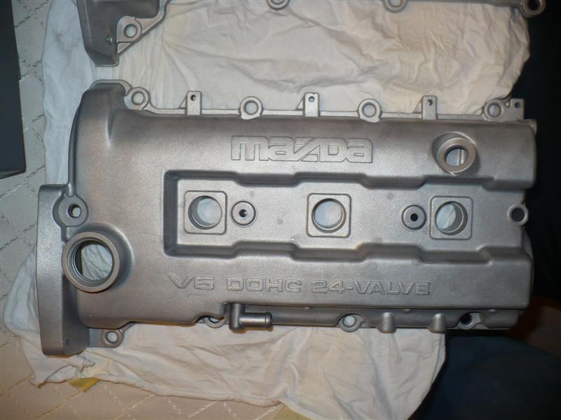 Mazda V6 DOHC 24-valve engine cover, silver finish
