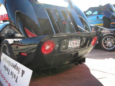 1998 Ford Crown Victoria - Rear view of a Hennessey GT1000, showing its distinctive taillights and quad exhaust pipes.