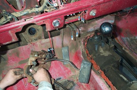 1978 Ford Bronco - Removing the clutch pedals for the new Bronco.
