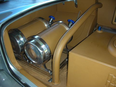 1998 Ford Crown Victoria - Custom trunk setup air tanks and upholstered panels.