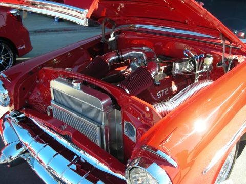 1998 Ford Crown Victoria - The custom 572 engine is the centerpiece of this classic car's engine bay, polished chrome and dual air filters.
