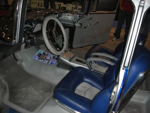 1998 Ford Crown Victoria - Interior view of a modified car with custom upholstery and dashboard details.