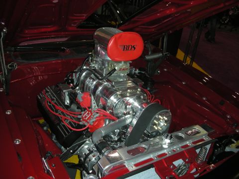 1998 Ford Crown Victoria - Custom supercharged V8 engine with chrome components and red spark plug wires.