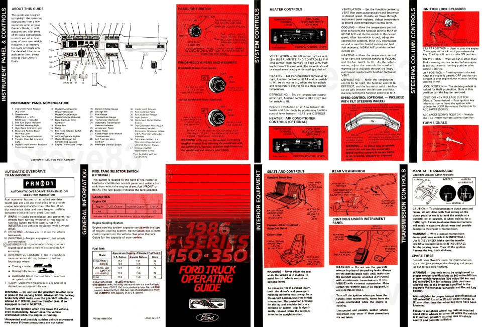 Operating Guide for '86 Fullsize Trucks
IF THE IMAGE IS TOO SMALL, click it.

http://www.fleet.ford.com/partsandservice/owner-manuals/
