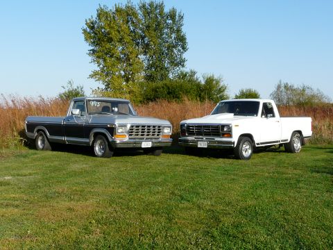 1994 Ford F-150 - Picture of my 82 F100 and my cousins 78 F150 after a day of drag racing.