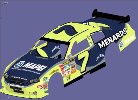 2004 Jeep Wrangler - This Dodge Charger NASCAR race car displays sponsorship decals and the number 7.