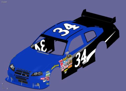 2004 Jeep Wrangler - This Dodge Charger race car displays the number 34 and various sponsor decals.