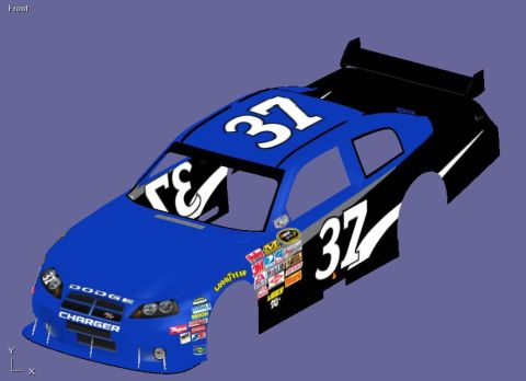 2004 Jeep Wrangler - This is a 3D rendering of a race car, likely a Dodge Charger, the number 37 and various sponsor decals.