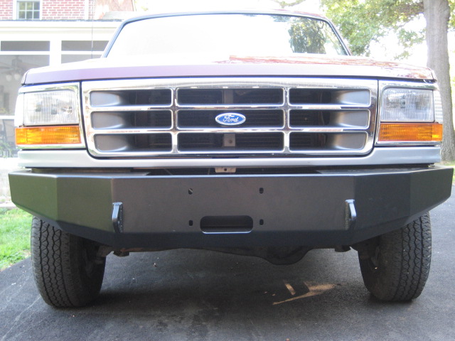 1996 Ford Bronco front end with chrome grille and aftermarket bumper