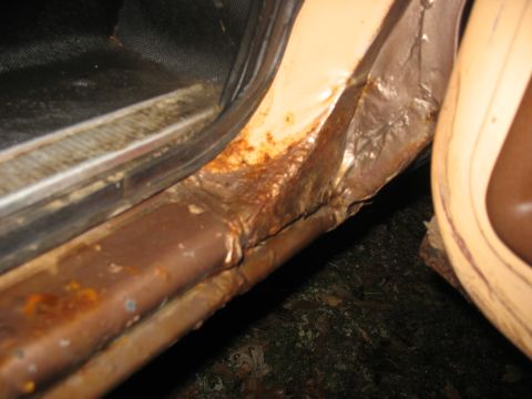 1978 Ford F-250 - Back of center post, passenger side. Front side of rear door.
