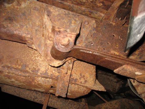 1978 Ford F-250 - Frame and front spring hanger, driver's side.