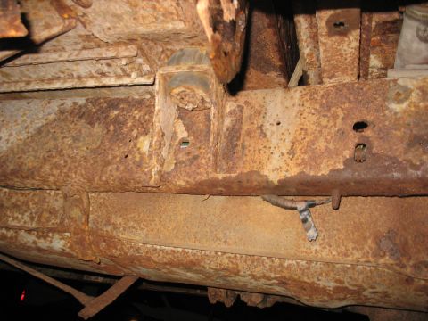 1978 Ford F-250 - Driver's side frame and rear cab mount.
