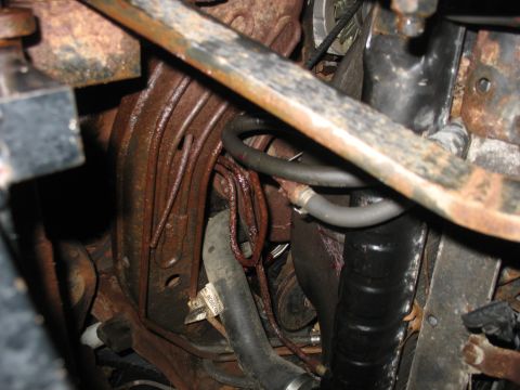 1978 Ford F-250 - Bottom of radiator, and tranny cooler lines.