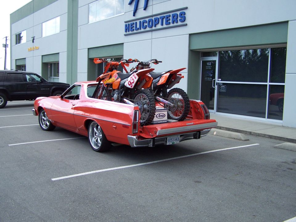 Old School! My 2-smoke KTM's in the back of the Ranchero