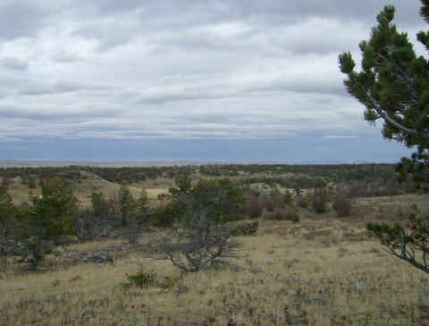 1990 Ford Bronco - Expansive landscape under a cloudy sky, rolling terrain and sparse vegetation.