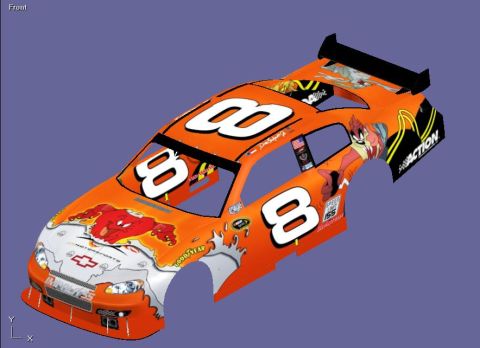 2004 Jeep Wrangler - This is a digital rendering of an orange NASCAR stock car Tazmanian Devil graphics and the number 8.