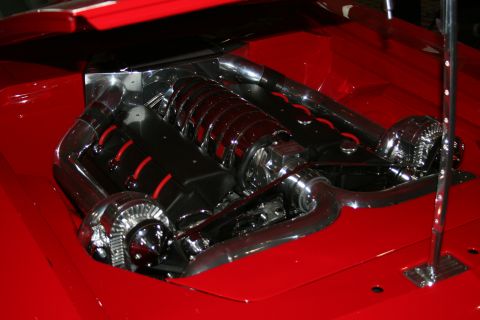 1998 Ford Crown Victoria - Engine bay features a highly customized V8 with twin turbochargers and polished chrome components.