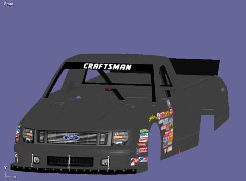 2004 Jeep Wrangler - This is a 3D rendering of a racing truck, likely a Ford, with numerous sponsor decals and a 'Craftsman' banner across the windshield.