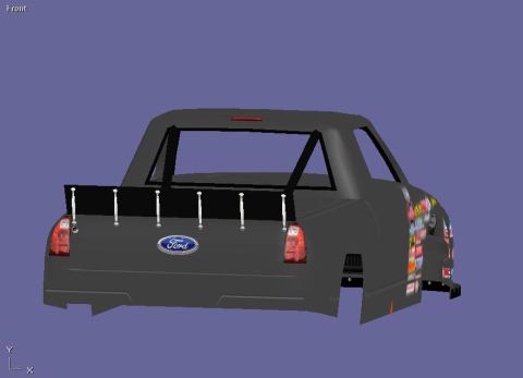 2004 Jeep Wrangler - This is a 3D rendering of a Ford pickup truck body, viewed from the rear.