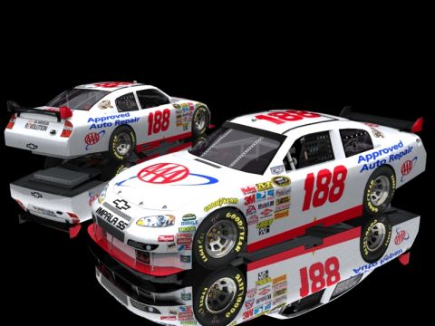2004 Jeep Wrangler - Two digitally rendered NASCAR stock cars, one slightly behind the other, are displayed against a black background.