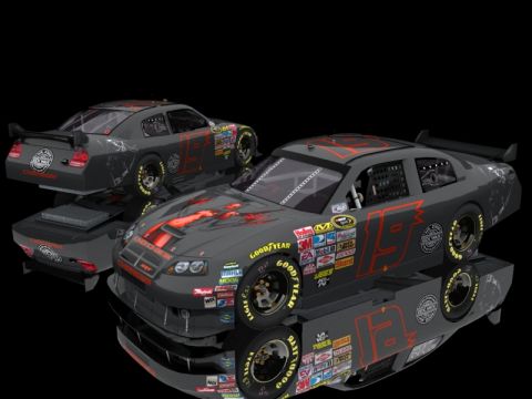 2004 Jeep Wrangler - A pair of Dodge Chargers, rendered as NASCAR race cars, are displayed against a black background with reflections.