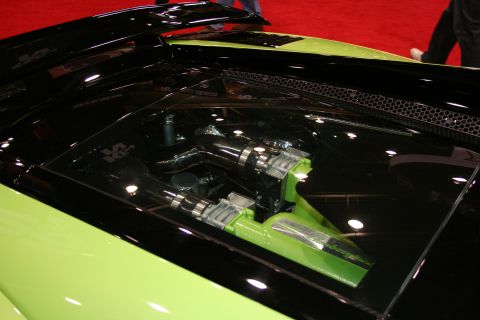 1998 Ford Crown Victoria - The engine bay of a custom car with a K&N intake system is visible.
